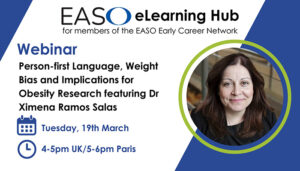 An image of a woman with the words easo learning hub webinar.